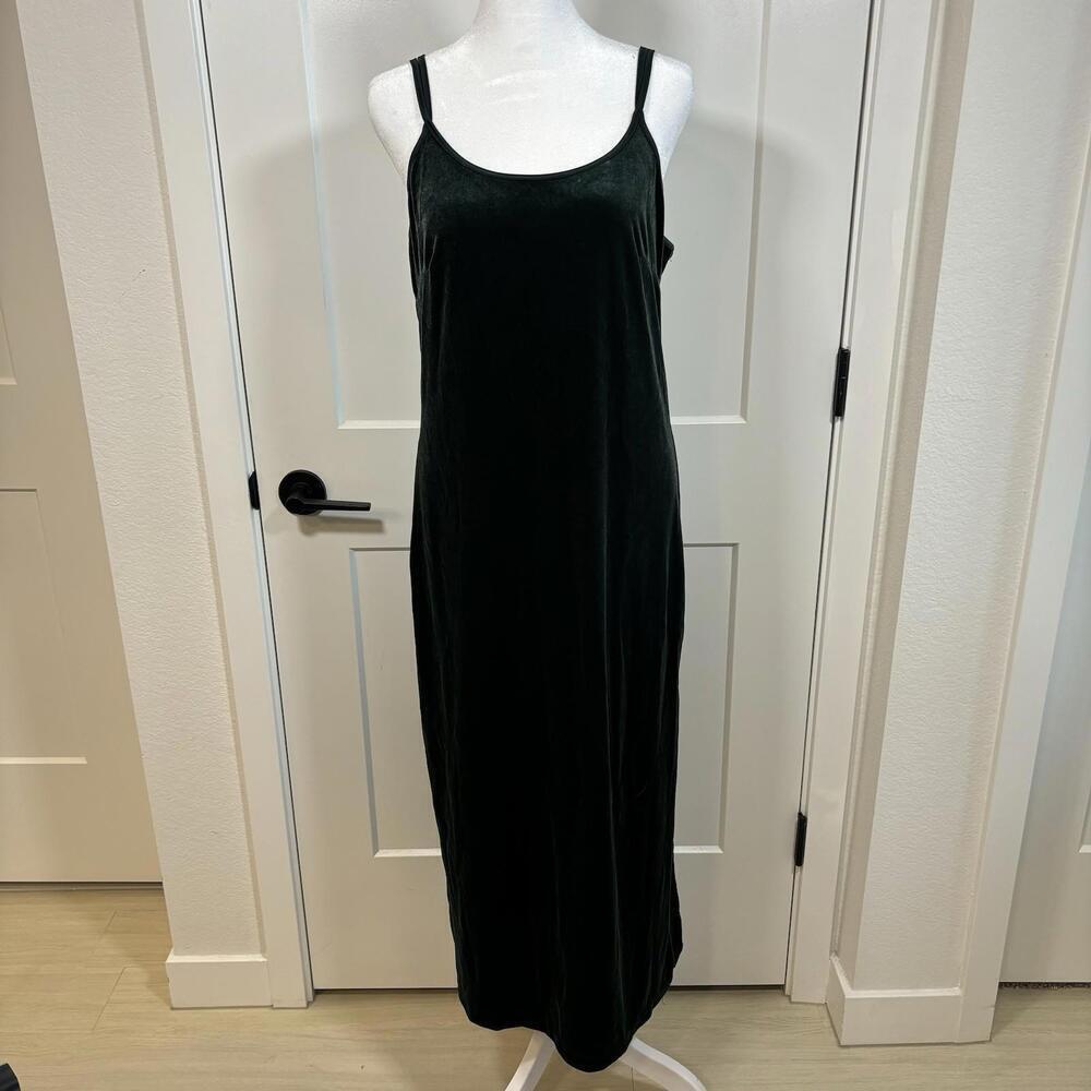 VTG 90s Y2K Gown Maxi Dress Whimsy Goth Vamp Green Velvet Romantic Backless Slit
